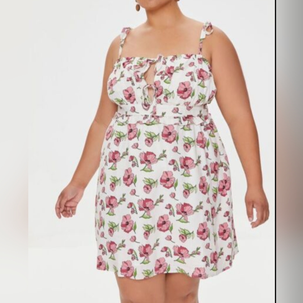 Forever 21 Spring Floral Spaghetti String Mini dress Plus Size